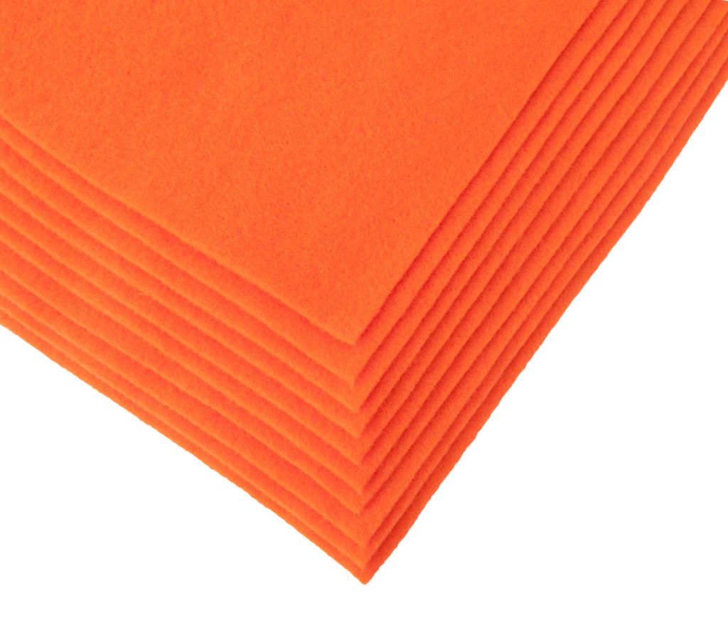 Bastelfilz Bögen 10er-Pack flex Filz DIN A4, Stärke 1,5-2mm, Filzplatte, orange