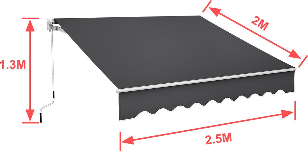 UISEBRT 250 X 200 cm markýza se sklopným ramenem hliníková Obrázek produktu 11