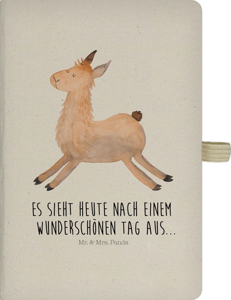 Mr. & Mrs. Panda Skizzenbuch Lama Springen - Transparent - Geschenk, Tagebuch, Guten Morgen, Journal, notizbuch, Glück, Start, Kladde, Reisetagebu...