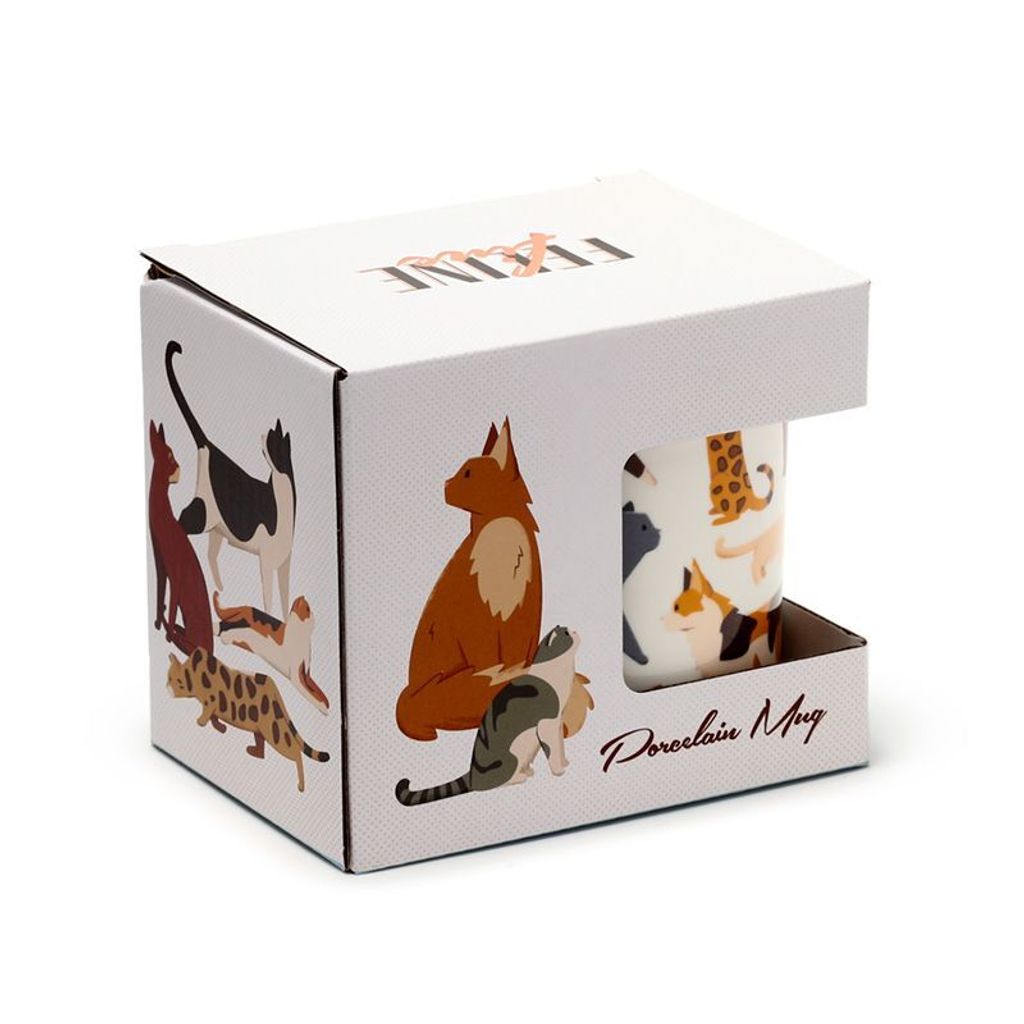 Tasse Chat Collection Life, Porcelaine Blanche, Les 2 Chats Heureux