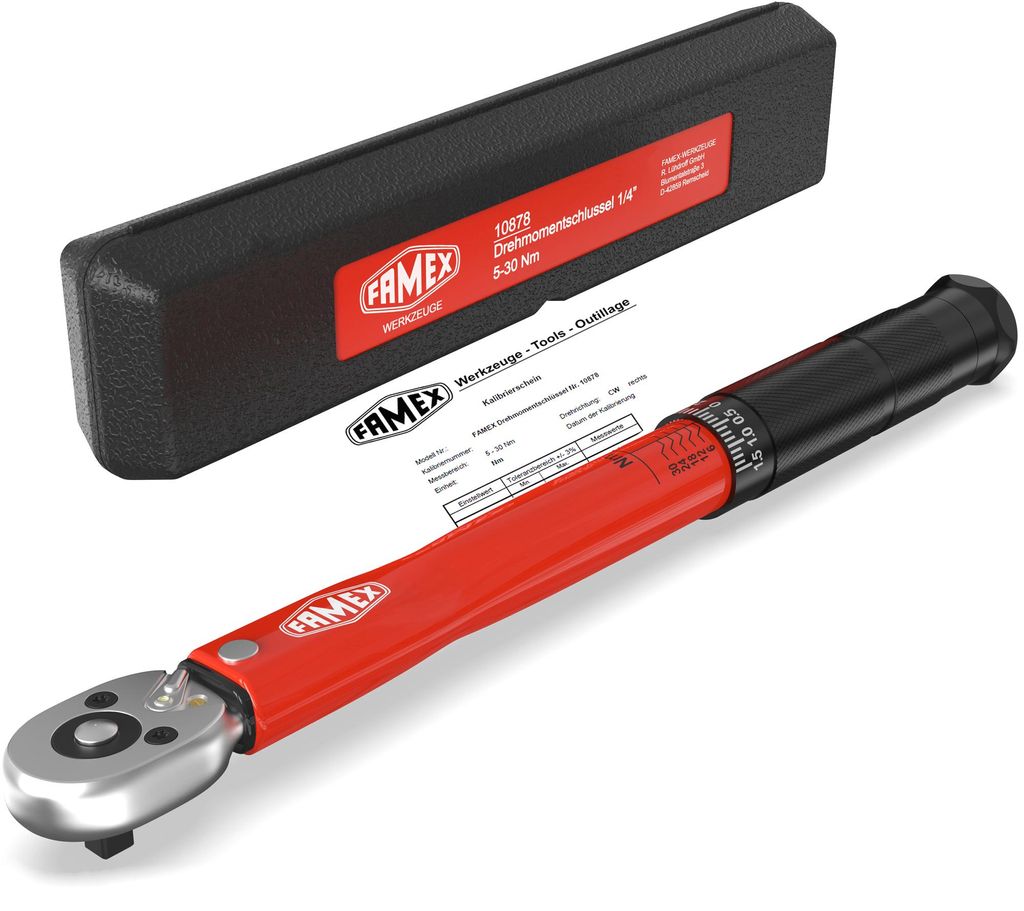 FAMEX 10878 Profi Drehmomentschlüssel 1/4 Zoll (6,3 mm), Produktbild 