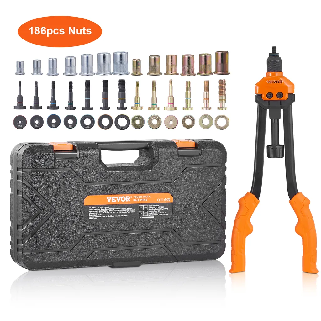 Set VEVOR Pinza Rivettatrice 16 Pollici - 13 Mandrini e 186 Dadi M12
