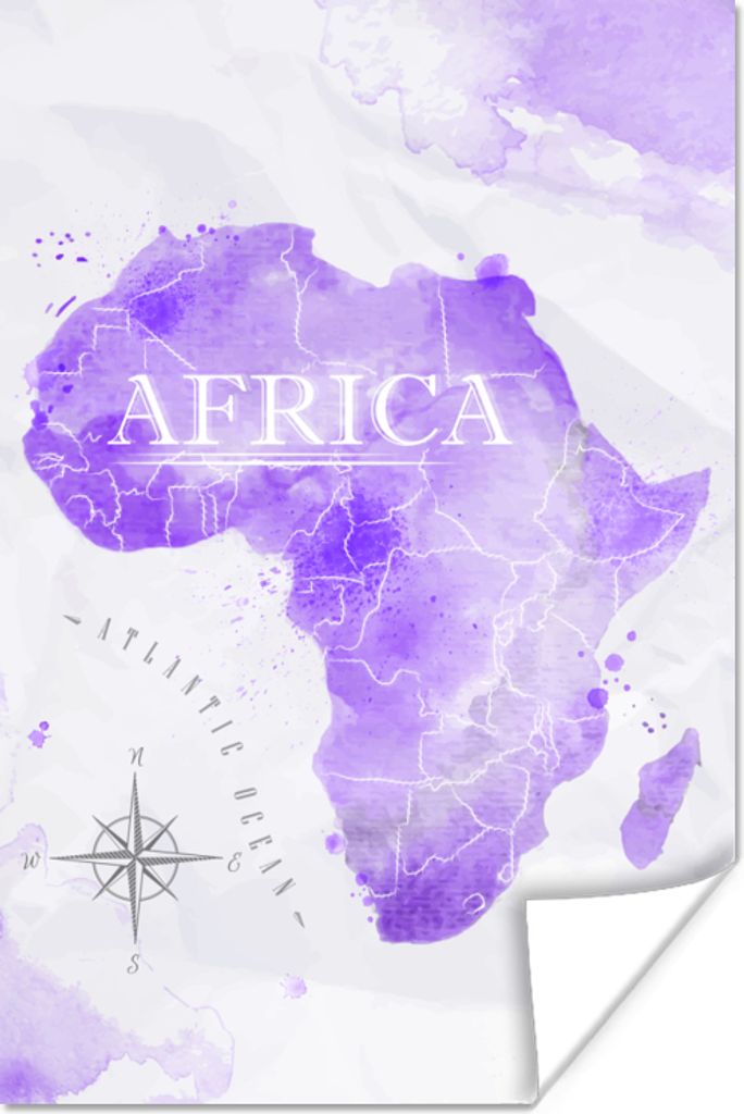 MuchoWow Poster Karten - Afrika - Aquarell 120x180 cm - Kunstposter