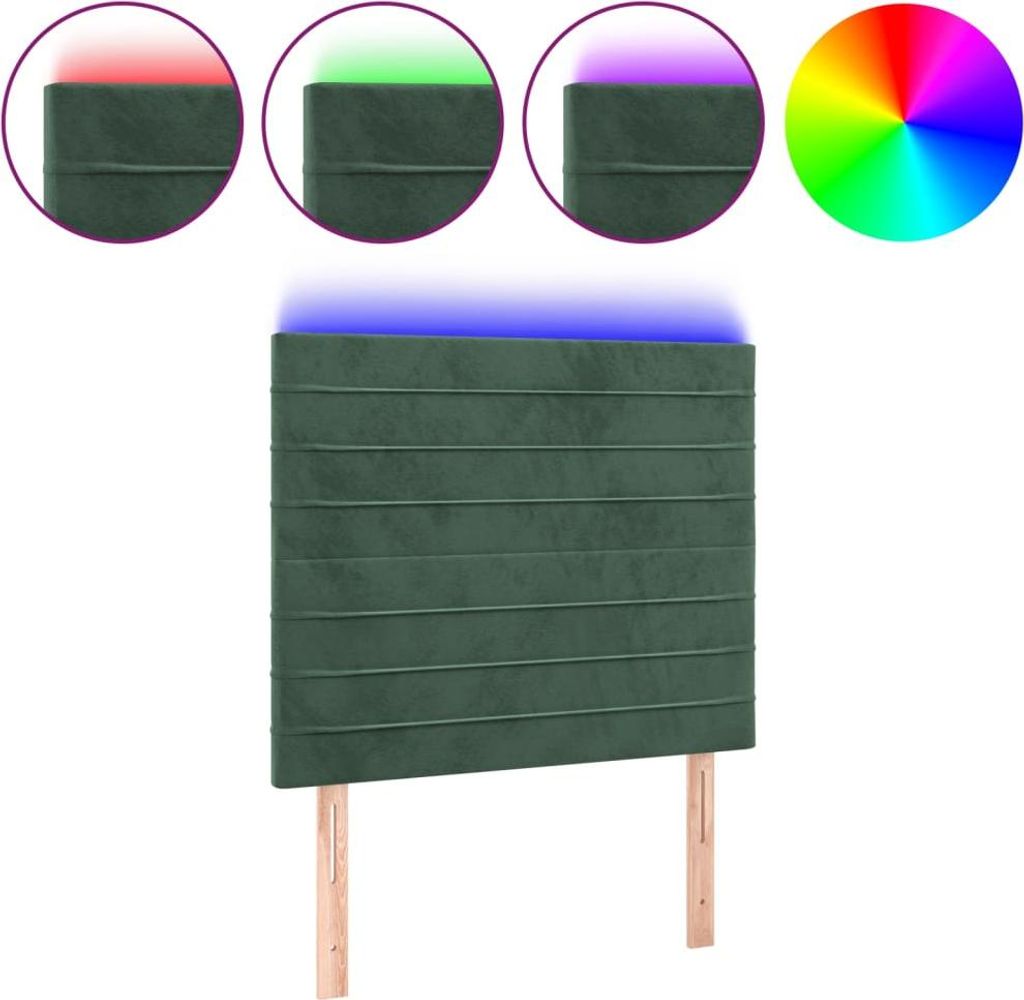 vidaXL LED Kopfteil Dunkelgrün 100x5x118/128 cm Samt