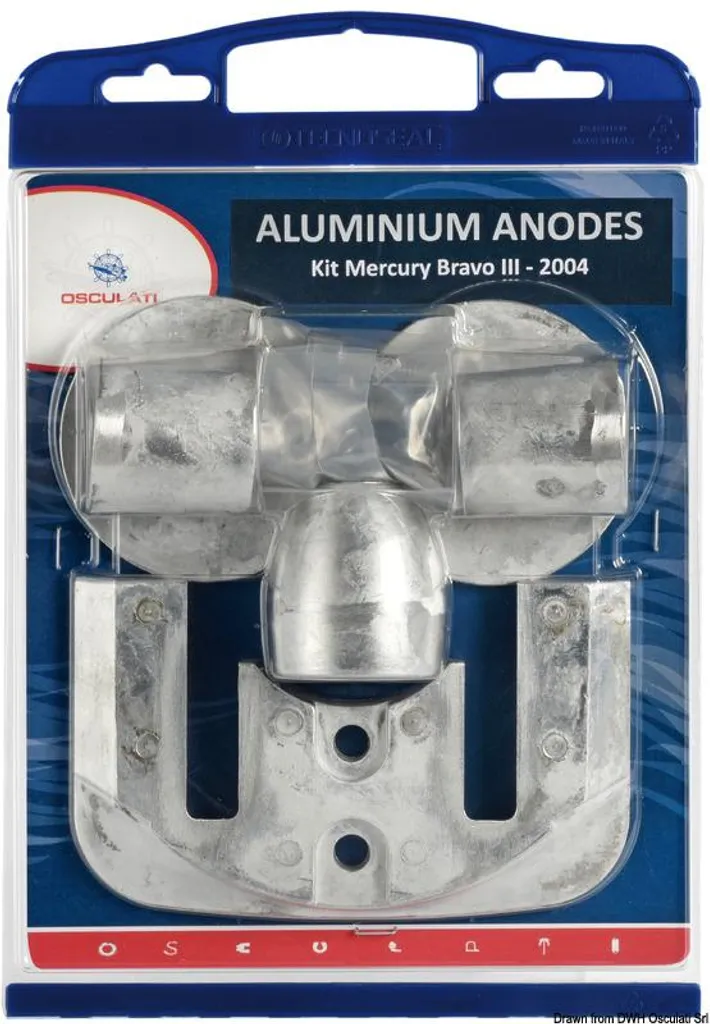Kit anodes embase Mercruiser Bravo III-04 Zinc Osculati pour eau de mer