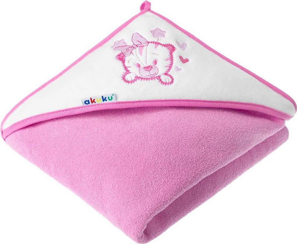 Babyhandtuch 100x100 Akuku rosa mit Tiger
