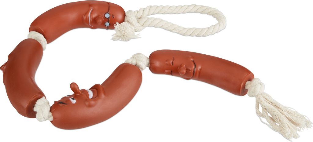 Relaxdays Giocattolo per cani a forma di salsiccia, per Immagine del prodotto 