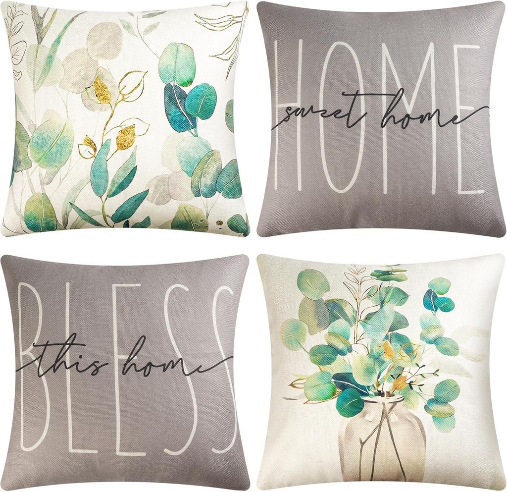 Kissenbezug 40x40cm 4er Set Dekokissen Kissenbezüge Dekoration Outdoor Kissenbezüge Leinen Dekokissen für Schlafzimmer, Sofa, Stuhl, Bett Bedruc...