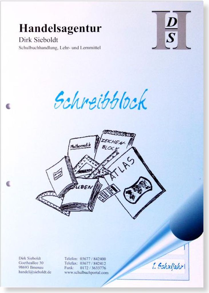 Schreibblock A4 Lineatur 1 - 50 Blatt - 80g/qm - 2-fach Produktbild 