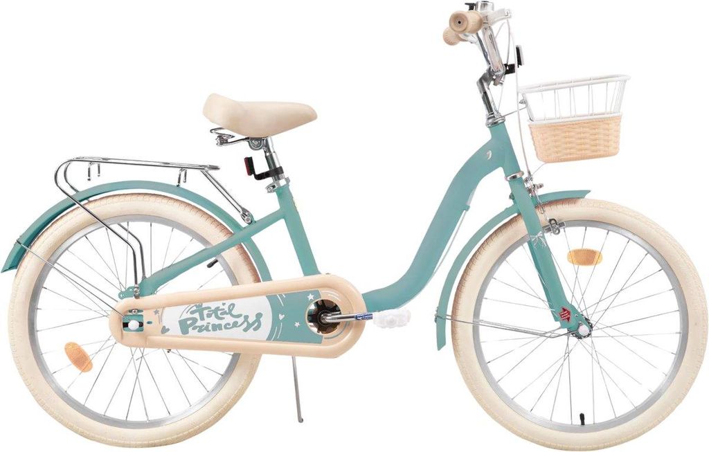 Kinderfahrrad – Für Kinder von 3–10 Jahren – Mit Stützrädern, Fahrradkorb & Gepäckträger – 51 cm – Grün