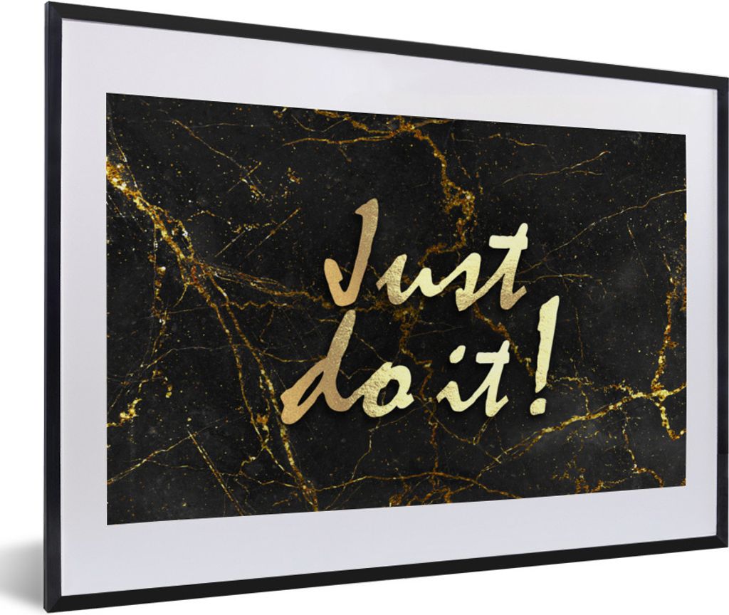 MuchoWow Gerahmtes Poster Zitat - Motivation - Marmor 60x40 cm - Poster mit Schwarzem Bilderrahmen Wandposter Rahmen Foto Bilder - Schlafzimmer -...