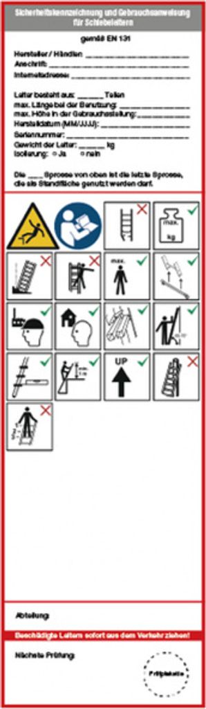 Dreifke Aufkleber Grundplakette, Schiebeleitern, Folie, 225 x 65 mm - gem. E...