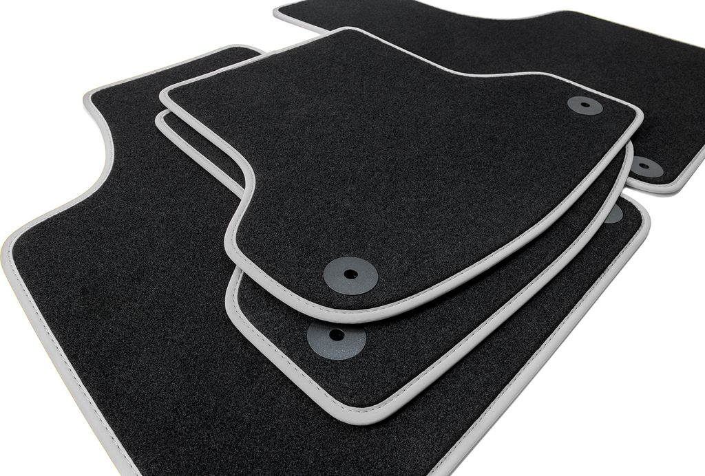 Fußmatten passend für Seat Ibiza 4 6J 6P 2008-05/2017 Premium Automatten, Bandeinfassung:Silber