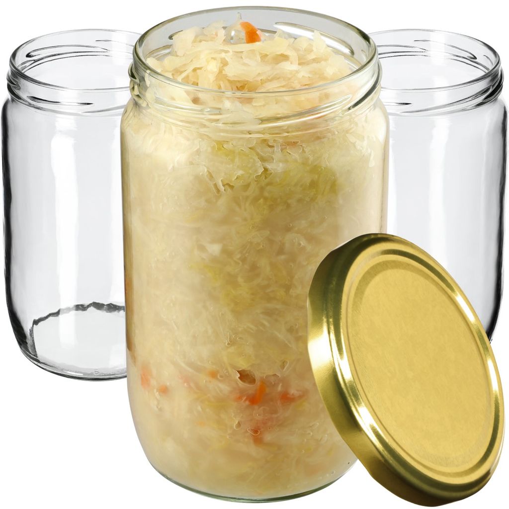 KADAX Einmachgläser mit Deckel "Niva", Marmeladengläser, Einweckgläser, 720 ml, Gold, 48 Stück