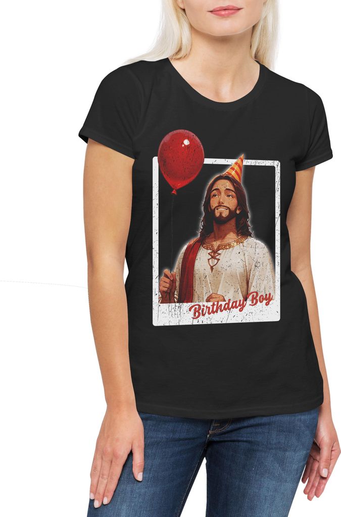 Urban Backwoods Jesus Birthday Boy, Damen T-Shirt, Farbe: Schwarz, Größe: XL