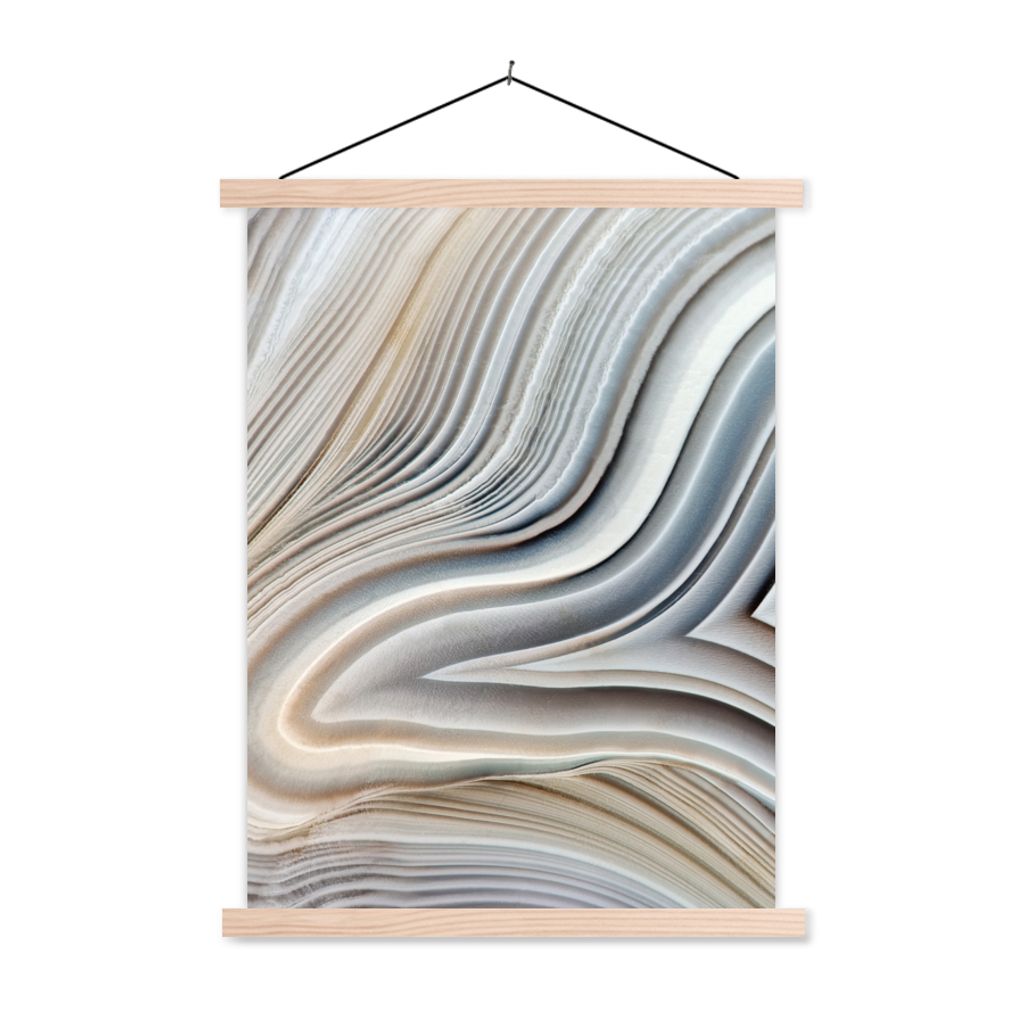 MuchoWow Textilposter Marmoroptik - Stein - Linien - Luxus - Marmor 40x53 cm mit holzfarbenen Rahmen - Schlafzimmer
