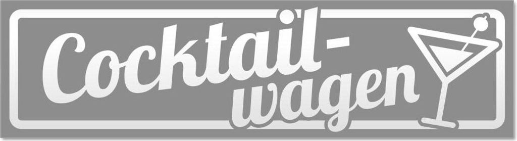 Kiwistar - Autoaufkleber - Grau - 45 x 12 cm - Cocktailwagen mit Glas invertiert - Hinweis Aufkleber Sticker für Auto, Kfz, Fahrrad, PKW, LKW