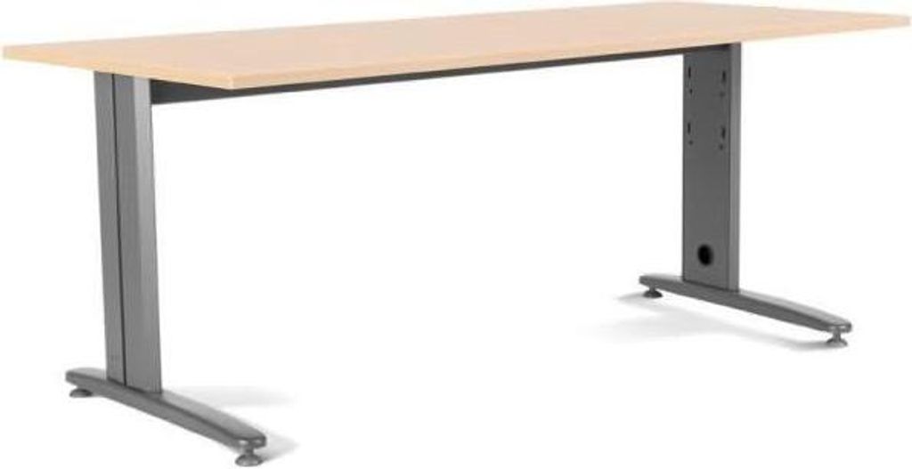 Schreibtisch Metal BxTxH 200x80x72cm Gestell grau Platte Melamin buche.