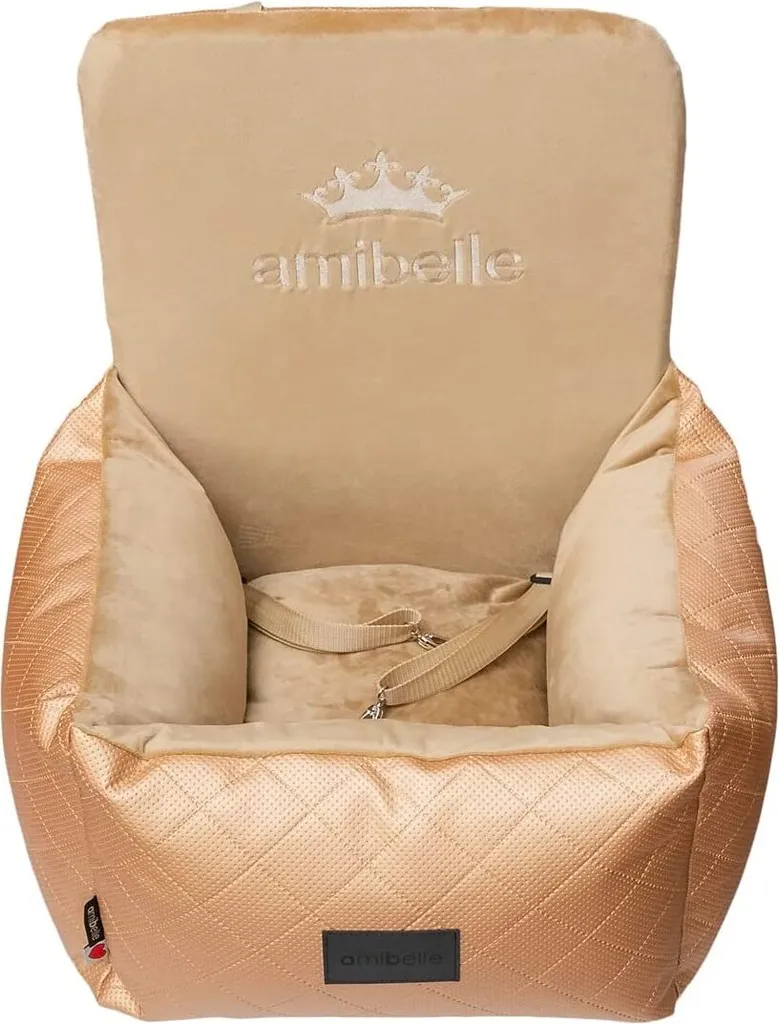 Seggiolino auto per cani Cestino auto Seggiolino per cani Seggiolino per cani in pelle artificiale ORO ALTO