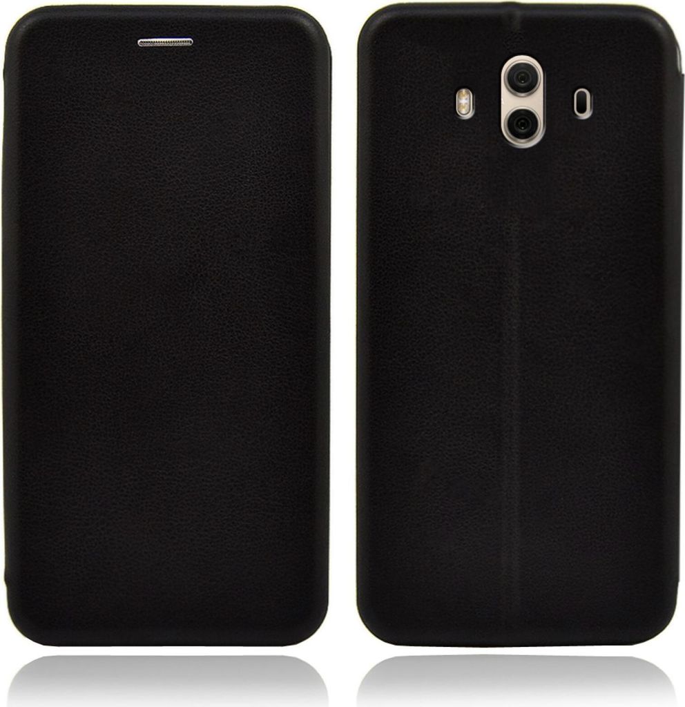 Two views of a black smartphone case, one showing the front and the other the back with camera lenses.