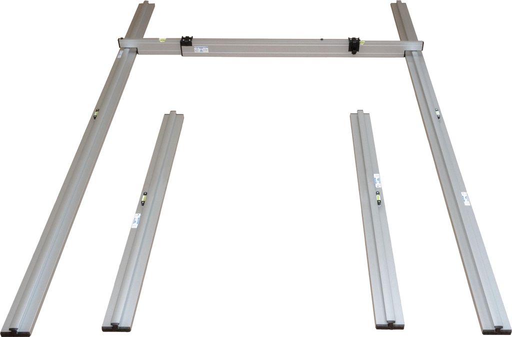 rabo Trockenschüttungslehre 5-teilig | 2 Grundschienen 1,25m und 2,50m | 1 verstellbare Abziehlatte 1,50-2,50m | Varia-A Set