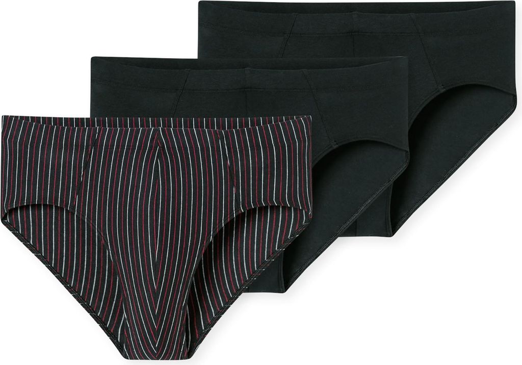 SCHIESSER Herren Slips, 3er Pack - "95/5", Supermini, Baumwolle Stretch, uni/gestreift Schwarz M