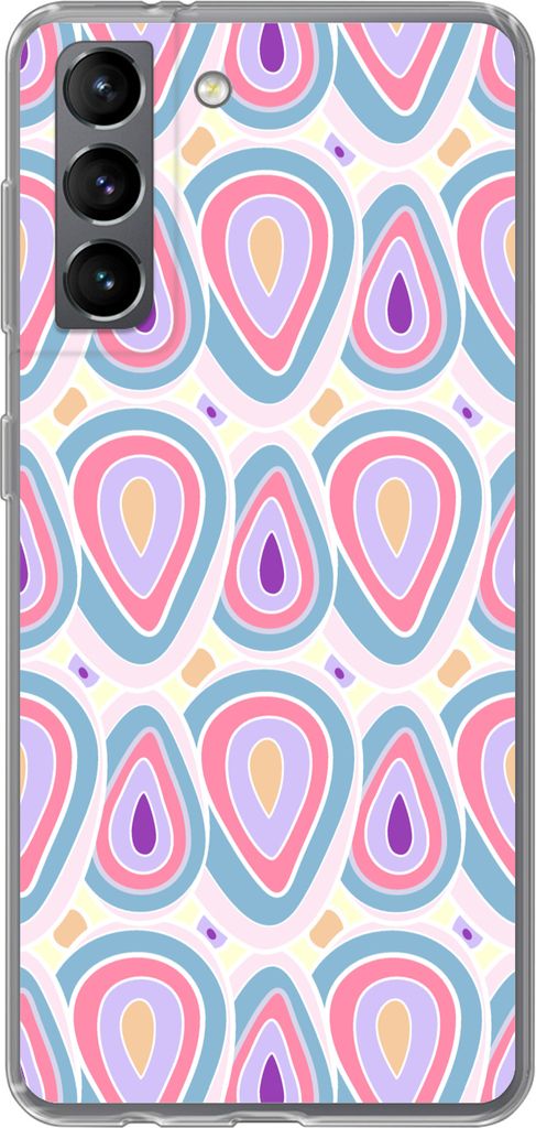 MuchoWow Handyhülle Schutzhülle Hülle für Telefoonhoesje Samsung Galaxy S21 Muster - Achat - Retro - Lila Silikon Softcase Handy Hülle - Sof...
