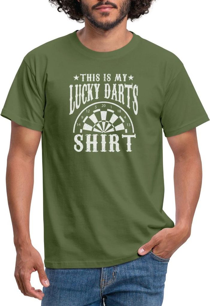 Spreadshirt This Is My Lucky Darts Shirt Fun Style Männer T-Shirt, M, Militärgrün