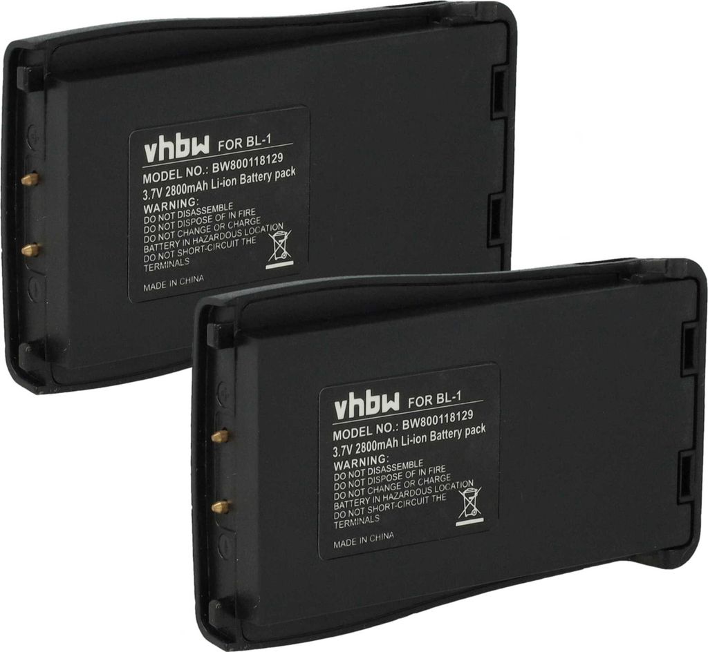 vhbw 2x Akku Ersatz für Baofeng BL-1 für Funkgerät, Walkie Talkie (2800 mAh, 3,7 V, Li-Ion)
