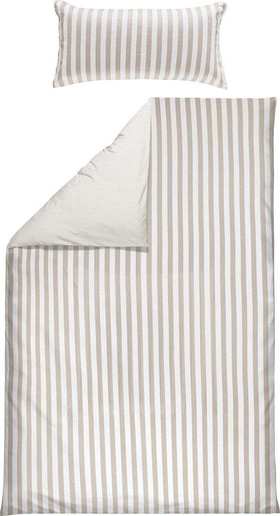 Erwin Müller Wendebettwäsche taupe-weiß 1x 155x200 cm + 1x 40x80 cm