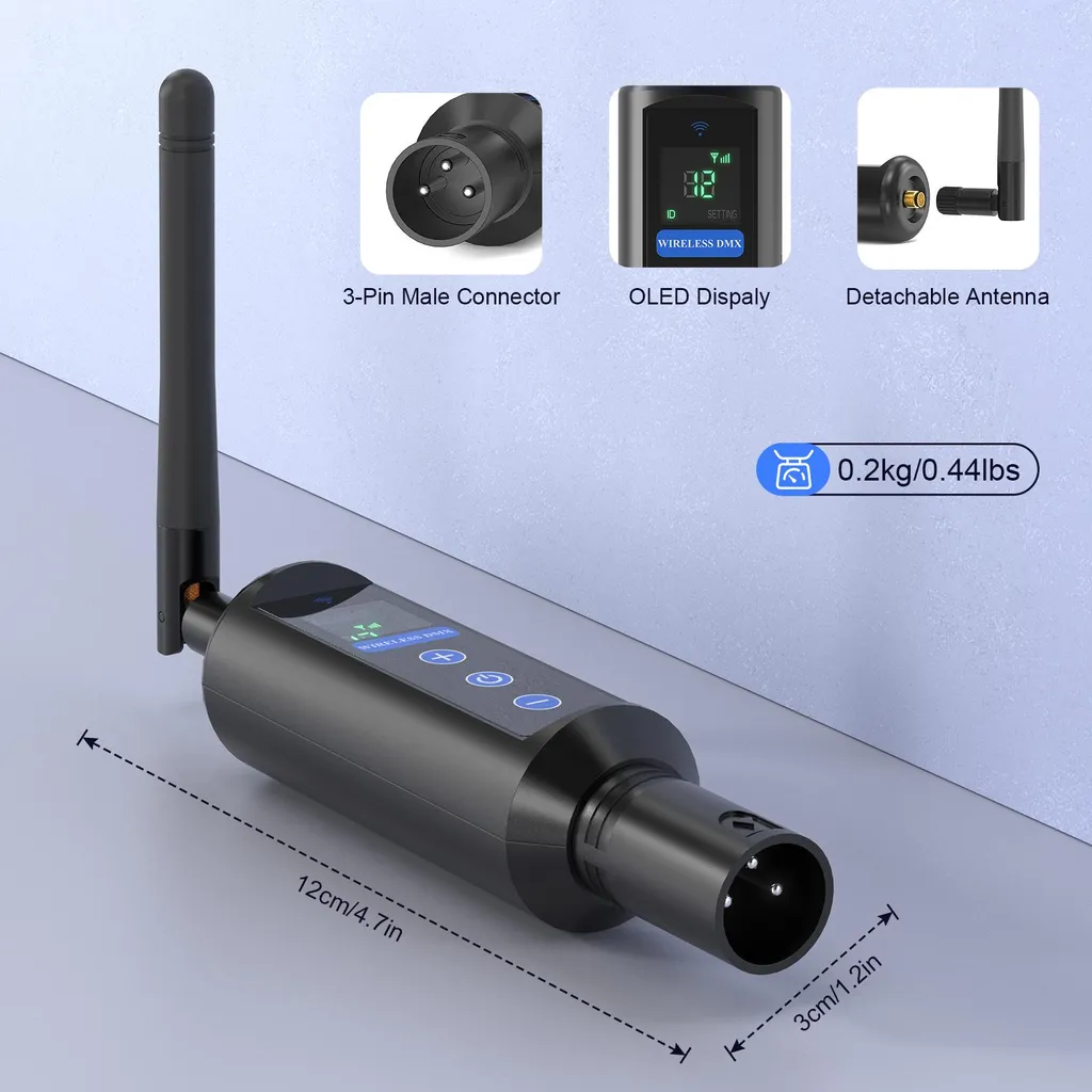 Émetteur DMX512 sans fil OLED - Solution anti-interférence 4 pièces