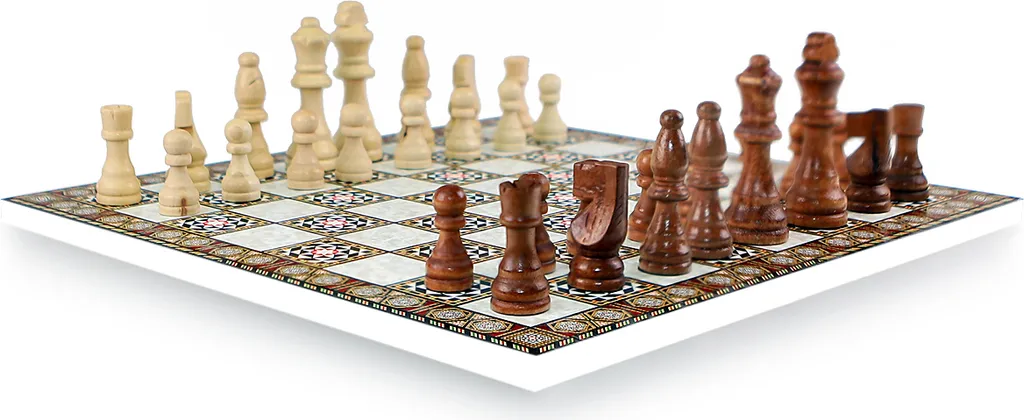 Jeu d'échecs Pearl Optik en bois massif avec plateau de 40 cm