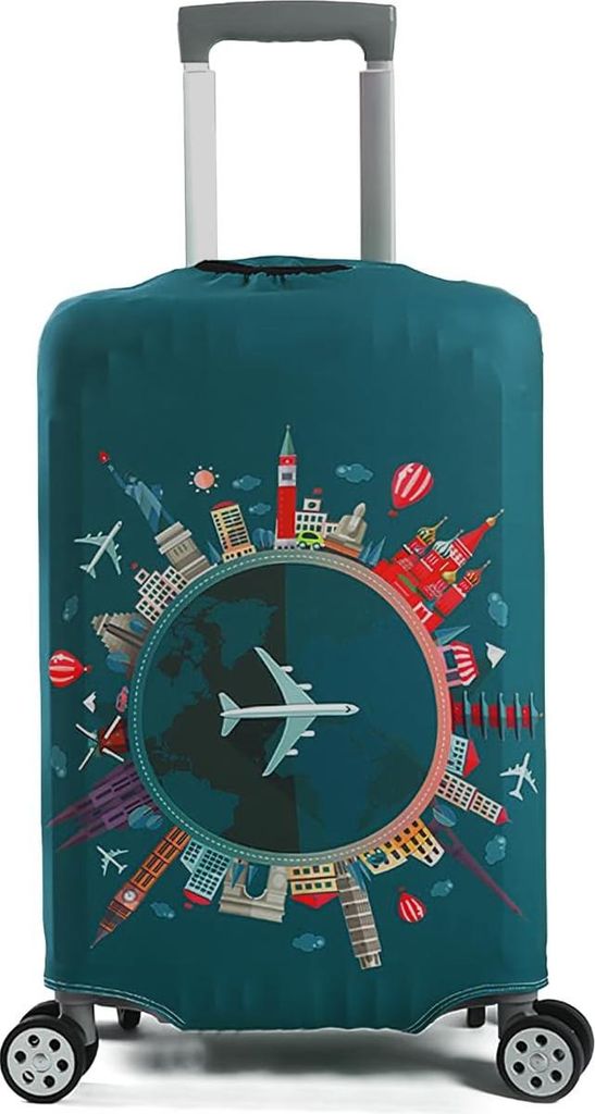 Kofferhülle Elastische Reisekofferhülle 45-81 cm Koffer Schutz Reisgepäckabdeckung für Gepäck Trolley Koffer Blau L (25-28 Zoll) Kofferhülle