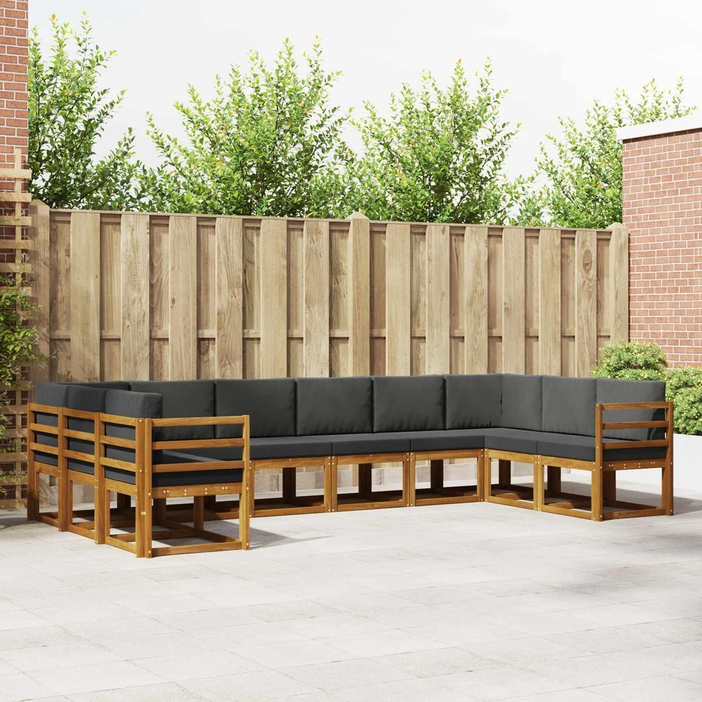 (Robust Möbel)Outdoor-Sofagarnitur - CLORIS - Balkonmöbe/Sitzgruppe - mit Kissen 10 pcs - Moderne Design - Natur und Anthrazit - Gartensofas ...