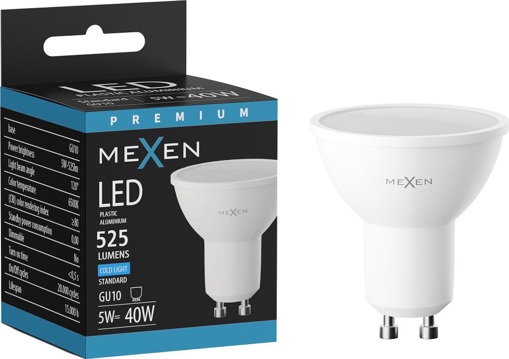 Mexen Nova LED-Lampe GU10, 5W, Kalt - 6500K, 525 lm - L107-GU10-0565-01