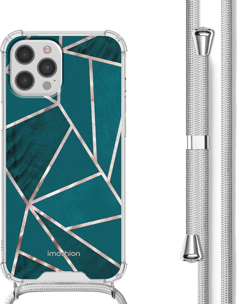 imoshion Design Hülle mit Band iPhone 12 (Pro) - Petrol Green Graphic