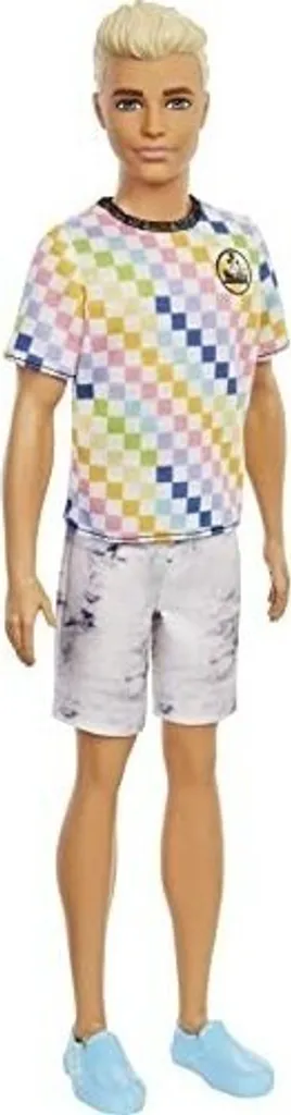 Ken Fashionistas T-shirt Carreaux Bleus - Look Tendance et Basket Jaune