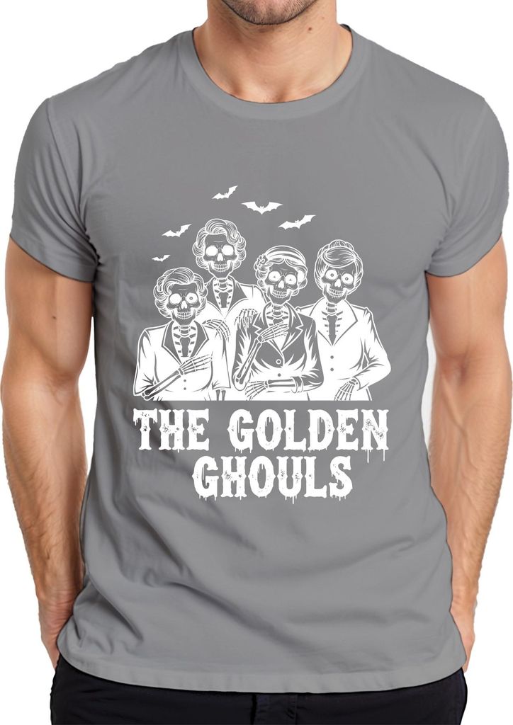 The Golden Ghouls Halloween Skelett Omas Parodie Gruselig Horror Herren T-Shirt, Grau, 3XL