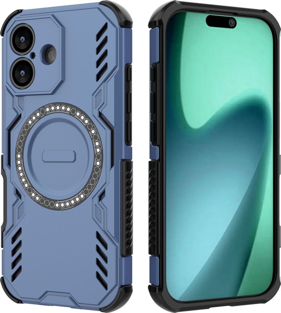 Magnetisch Hülle für iPhone 17, Hybrid PC TPU Bumper Stoßfestes Loch Wärmeableitung Handyhülle Blau