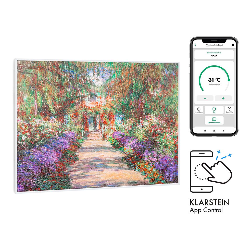 Klarstein Infrarotheizung mit Thermostat, 500W Elektroheizung, Smart Home Bild-Infrarotheizung zur Wandmontage, IR mit IoT/WiFi App-Control, Feucht...