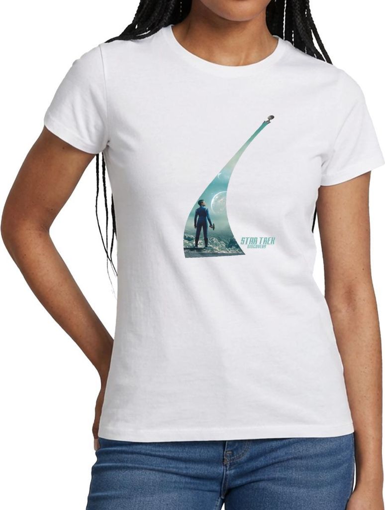 Spreadshirt Star Trek Discovery Michael Burnham Phaser Frauen T-Shirt, S, Weiß