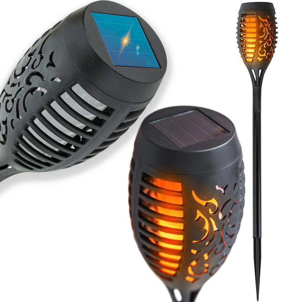 Lampa lampka ogrodowa solarna pochodnia LED wbijana efekt Zdjęcie produktu 