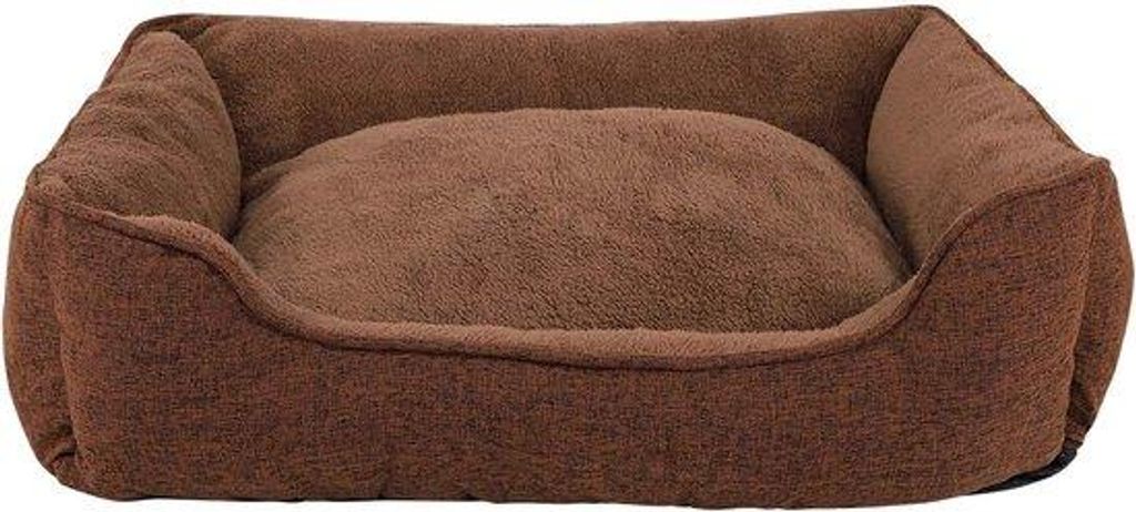 Hundebett mit gemischtem Hundekissen und Hundehalsband-Kissenabdeckung, abnehmbar, 75x60 cm, Braun-Farbe