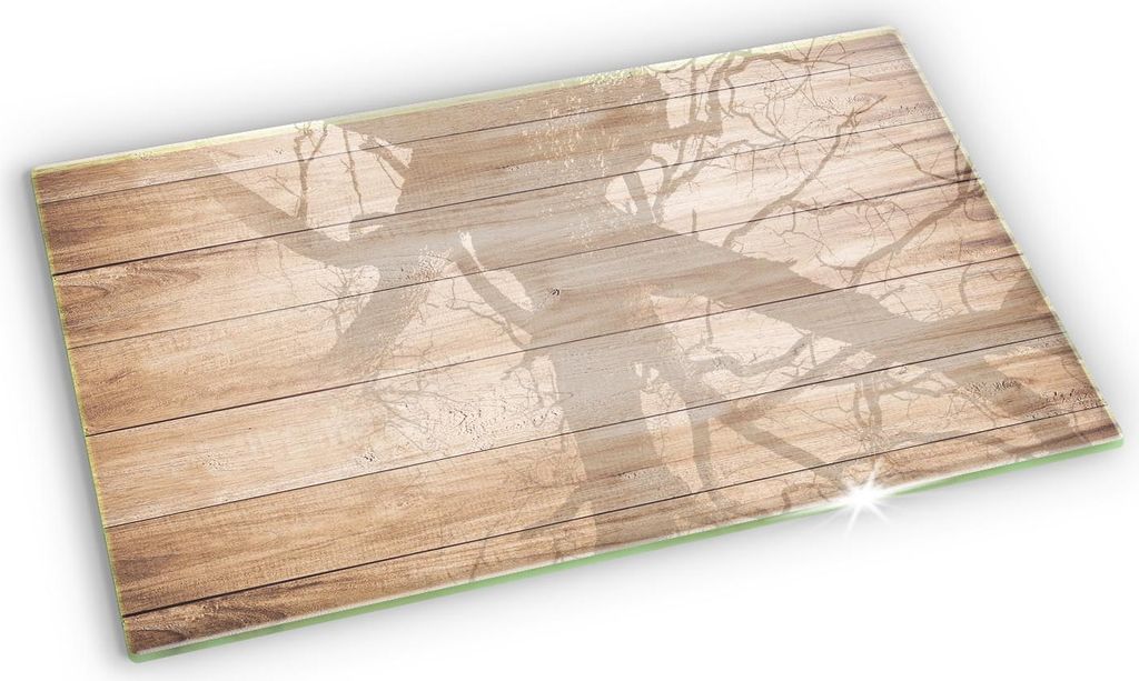 Glas Grabkerzen Untersetzer Motiv Gummifüße - 52x30 cm - Holzbretter