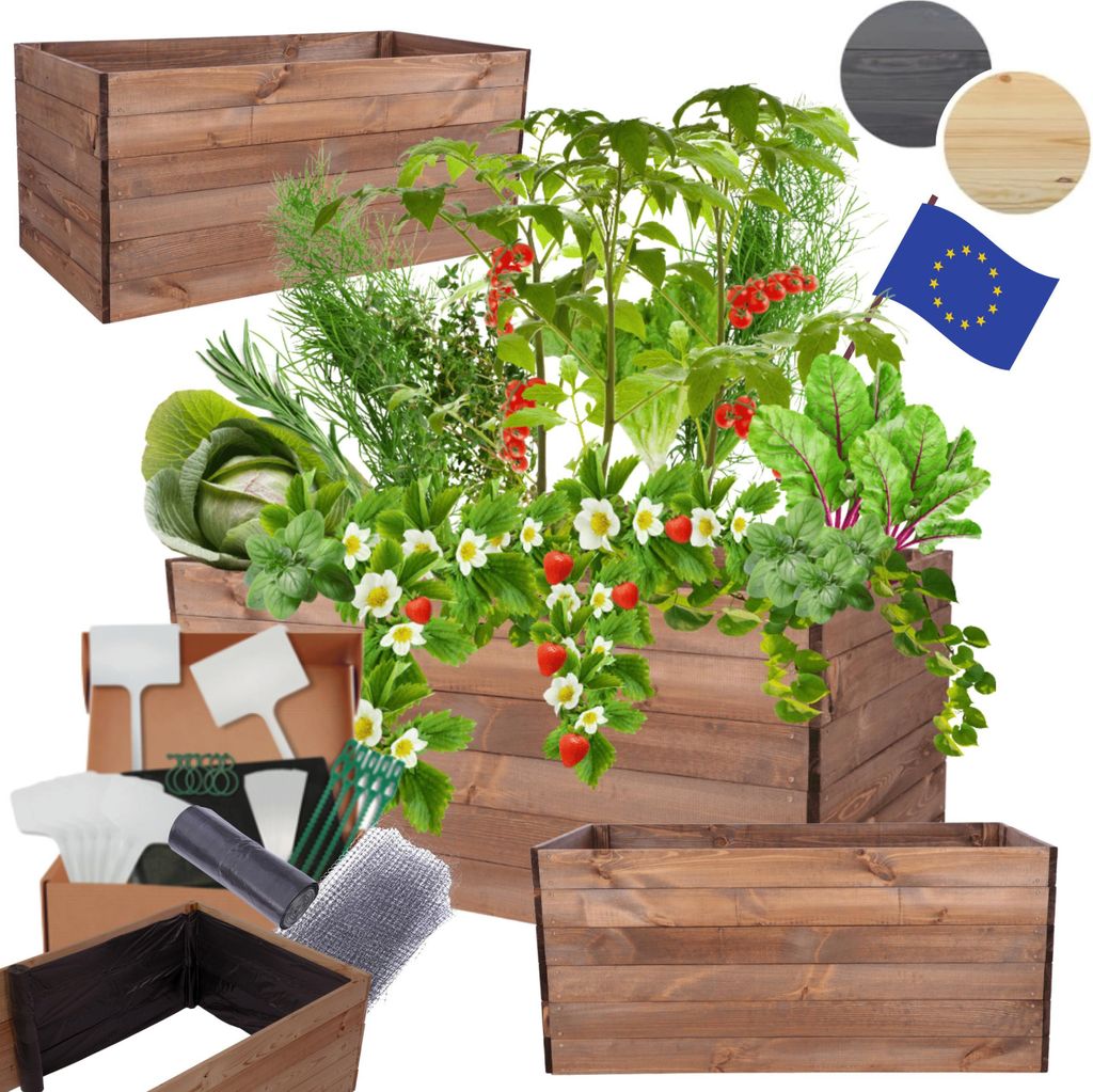 MODO24 Hochbeet Holz, Pflanzkasten, Massivholz, Kiefer, Produktbild 