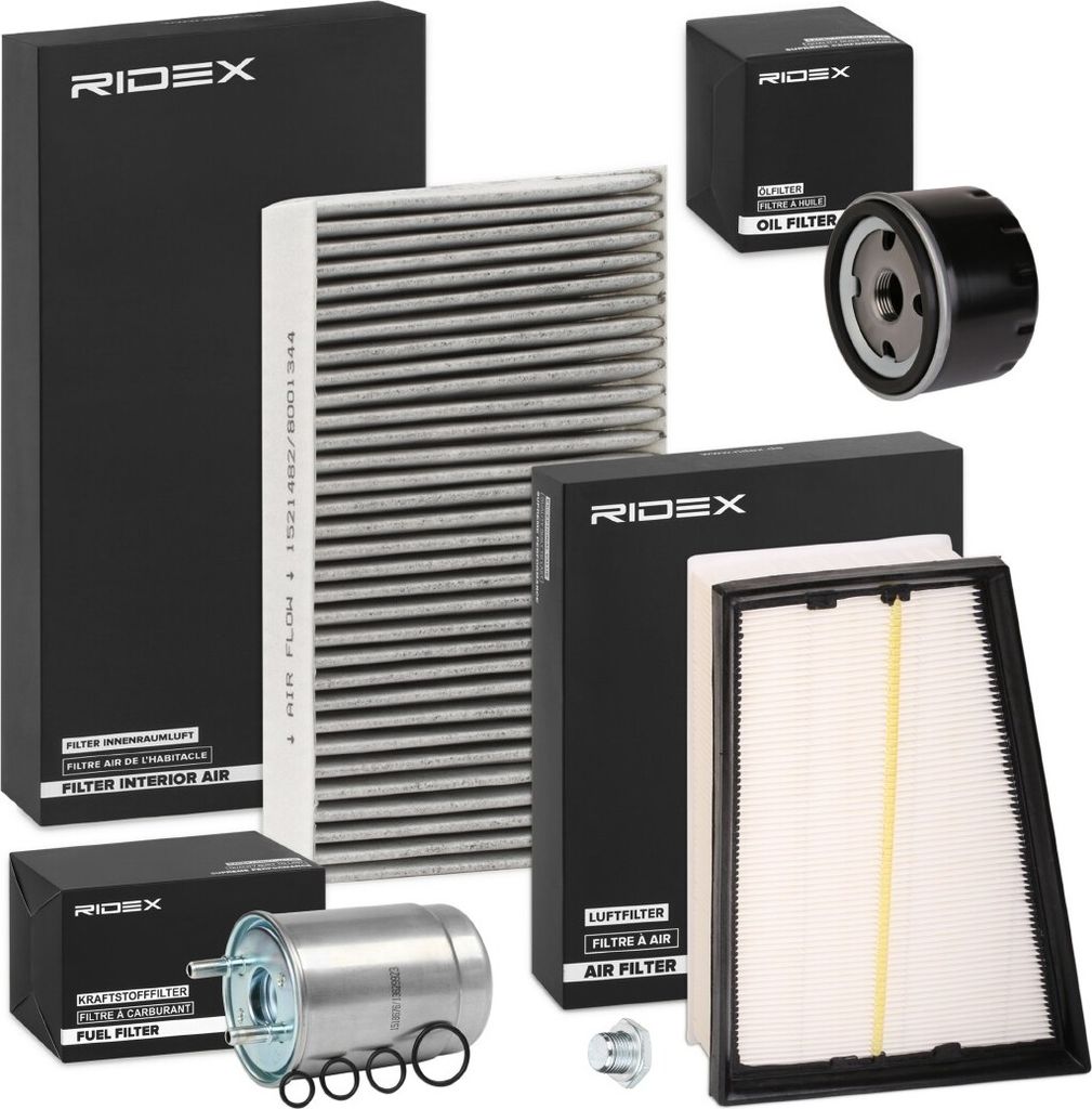 RIDEX Filterset Inspektionspaket Filtersatz für RENAULT MEGANE III Grandtour (KZ0/1) Scénic III (JZ0/1) Megane III Schrägheck (BZ0/1) MEGANE III...