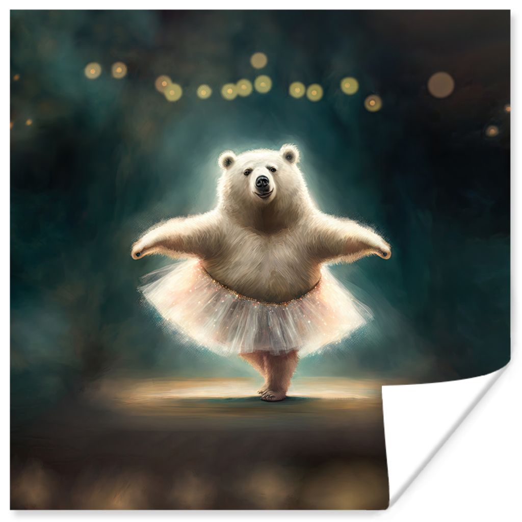 MuchoWow Poster Bär - Rock - Ballett - Porträt - Tiere 50x50 cm - Wohnzimmerdekoration