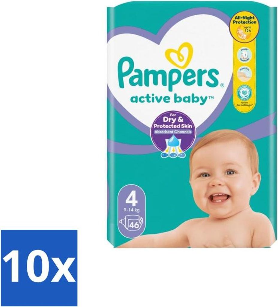 Pampers – Windeln – Active Baby Größe 4 – 46 Windeln - Vorteilspack - 10 Stücke