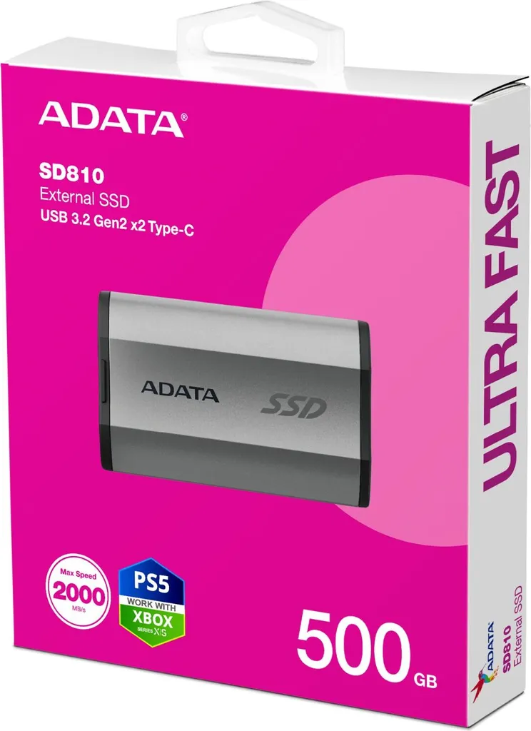 Adata SD810 SSD 500 Go USB 3.2 Gen 2x2 Ultra Rapide 2000Mo/s Argent - 6