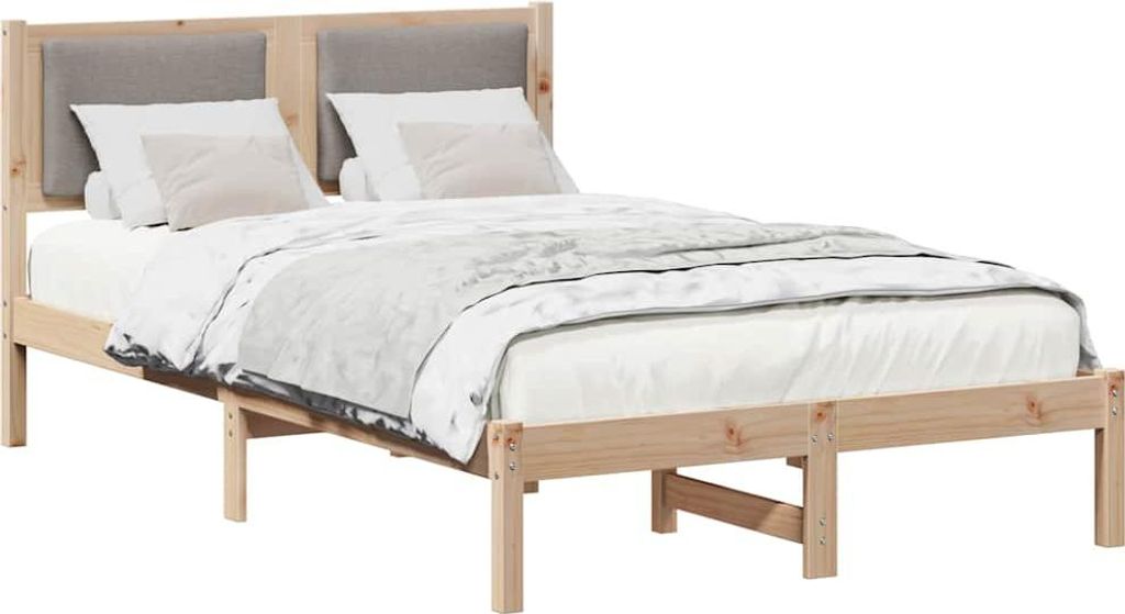 Bettrahmen mit Kopfteil Taupe 120 x 190 cm Massives Kiefernholz